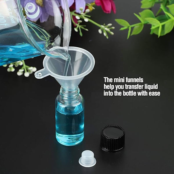 20 st 5 ml genomskinliga glasflaskor små tomma provflaskor med skruvlock, bonus 2 st minitrattar