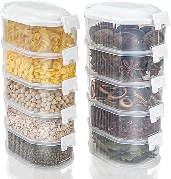 10 Pieces Storage Jars with Lids Airtight Storage Box Kitchen Food Storage