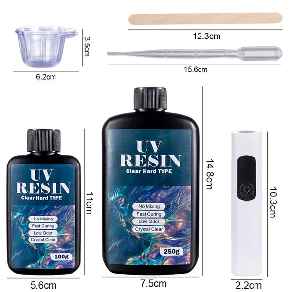 UV Resin Kit with Light Upgraded Hard Type Crystal Clear Ultraviolet Curing UV Resin