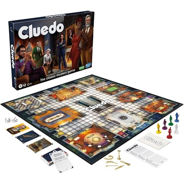 Gaming Cluedo brädspel, reviderat cluedospel för 2–6 spelare, hemlighetsspel, detektivspel, familjespel för barn och vuxna