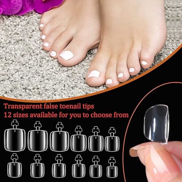 Tånageltippar 480st Falska Nageltippar Transparent Låda Full Täckning Nageltippar Blötläggning