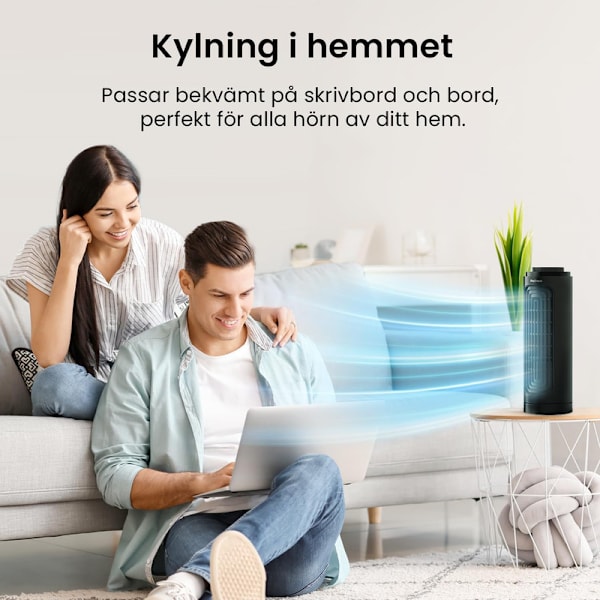 33 cm Desktop Mini Tower Fläkt med 3 fläkthastigheter, bärbar kompakt fläkt,