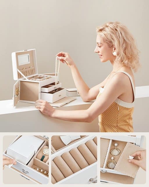 Jewelry Case Jewelry Case Lockable Mirror 4 Hooks JBC121W