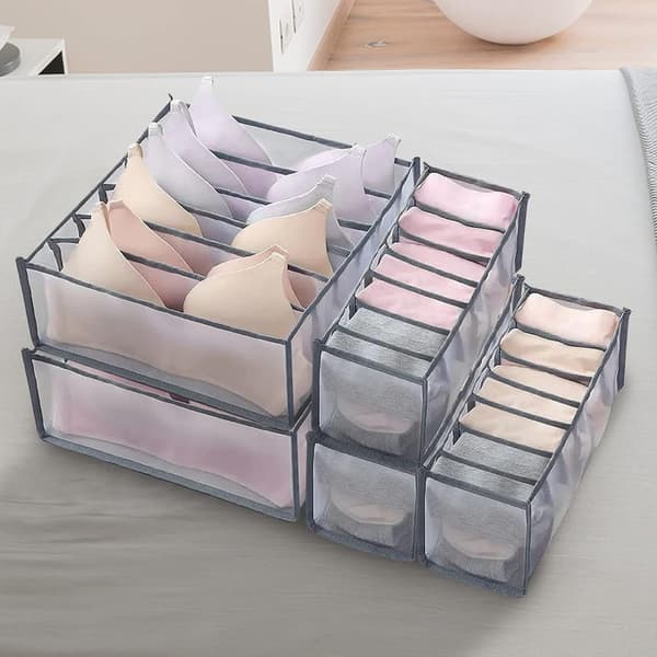 6 Pieces Mesh Clothes Storage Foldable Closet Organization System Storage Boxes
