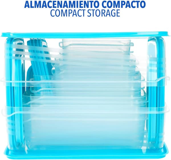 Max Home Pack with 17 Plastic Containers, Capacities from 0.2L to 2.5L, BPA Free Plastic,