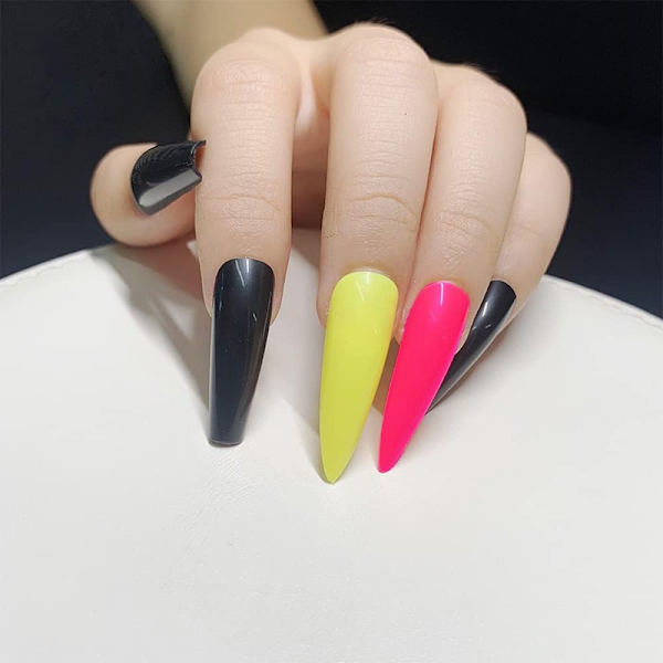 Colorful Long Coffin False Nails Ballerina Fake Nails Candy Press On Nail Acrylic Nail