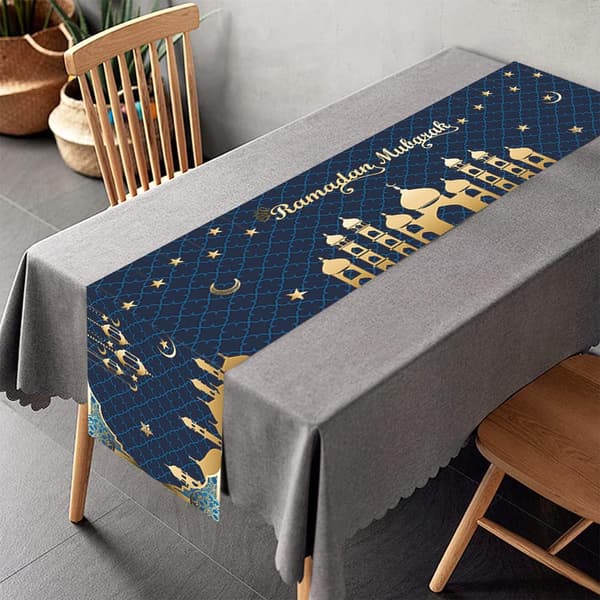 Ramadan Mubarak Table Runner Table Decorations - Ramadan Mosque Lantern Islamic 35x180cm