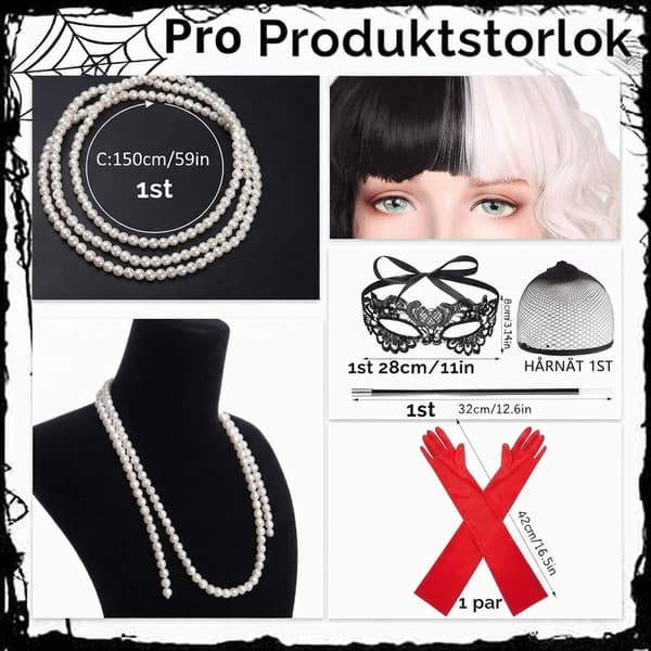 Cruella Kostym för Kvinnor – Komplett Halloween- och Maskeradset