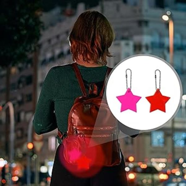 24 Pieces Luminous Star Reflector Pendants Shining Stars Keychain Safety Reflector