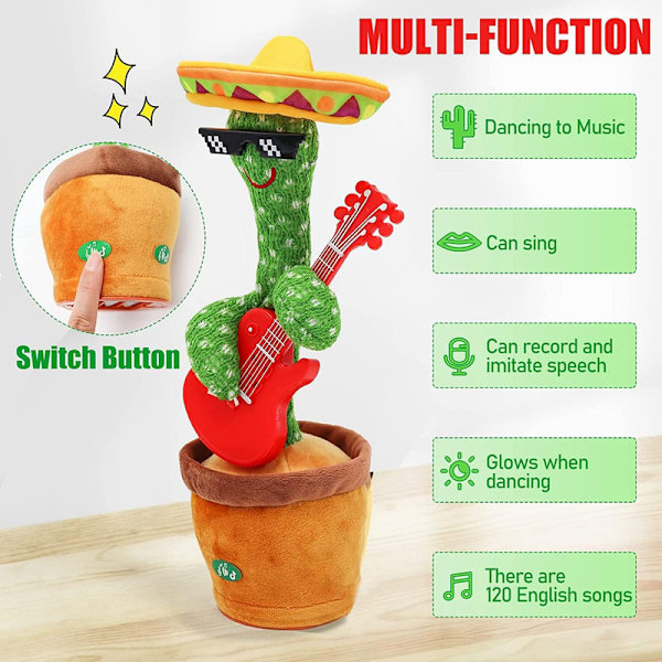 Sunshine smile cactus plush animal, talking cactus, cuddly cactus, dancing cactus plush animal,