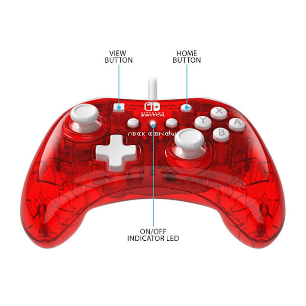 Kabelansluten handkontroll Rock Candy Mini för Nintendo Switch