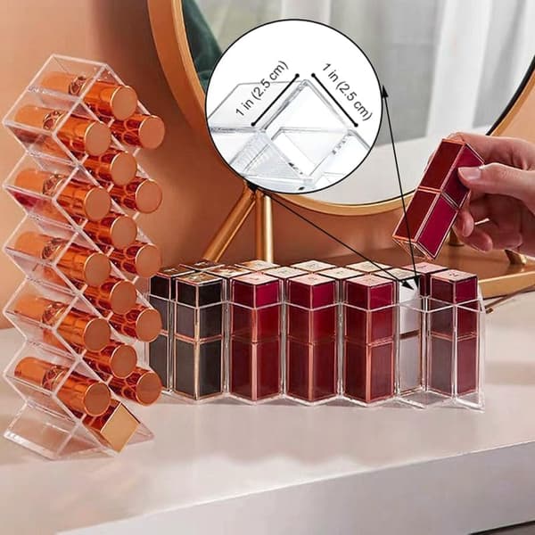 Organizer Drawer - 16 Slots Acrylic Holder, Makeup Organizer Storage Transparent Plastic Stand,