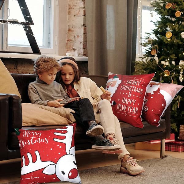 4 Pieces Pillowcase Christmas,45X45Cm)