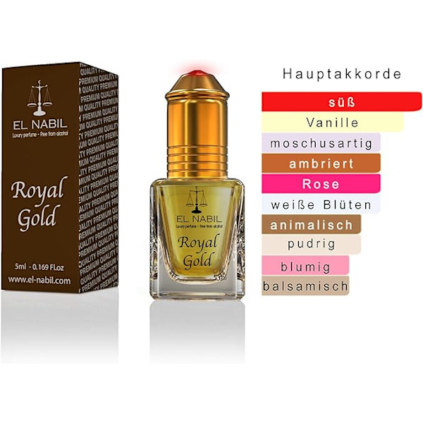 Royal Gold 5 ml Doftande parfym - EL Nabil Misk Mysk Doftolja för män och kvinnor - olja Attar Scent