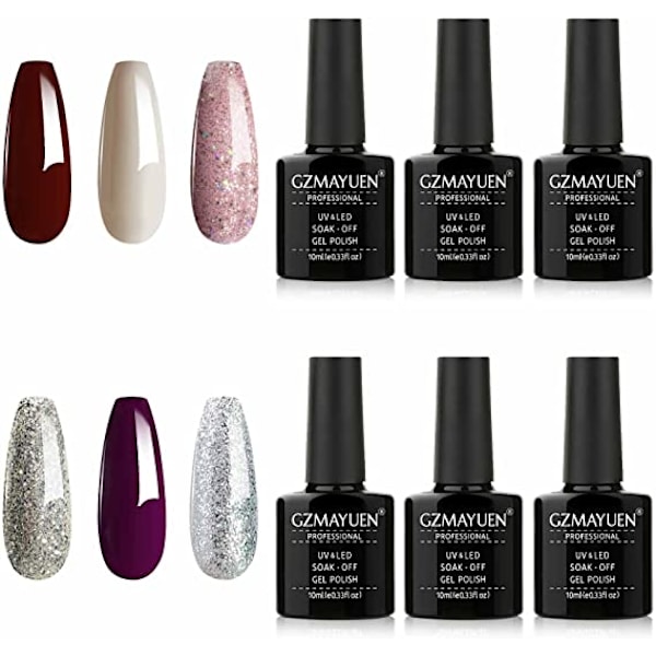 10ML Farbgel Gelnägel UV Nagellack Set Rot Rosa Glitzer Colour