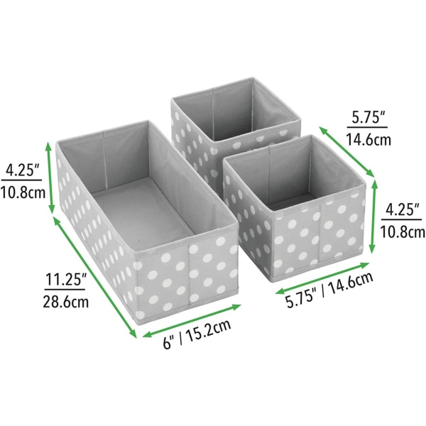 3-pack – ljusgrå/vit förvaringslådor för lådor och skåp