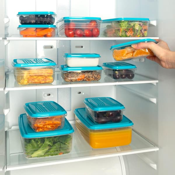 Max Home Pack with 17 Plastic Containers, Capacities from 0.2L to 2.5L, BPA Free Plastic,