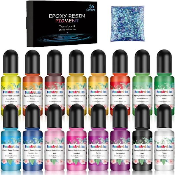 Epoxihartspigment - 16 färger Flytande epoxihartsfärg starkt