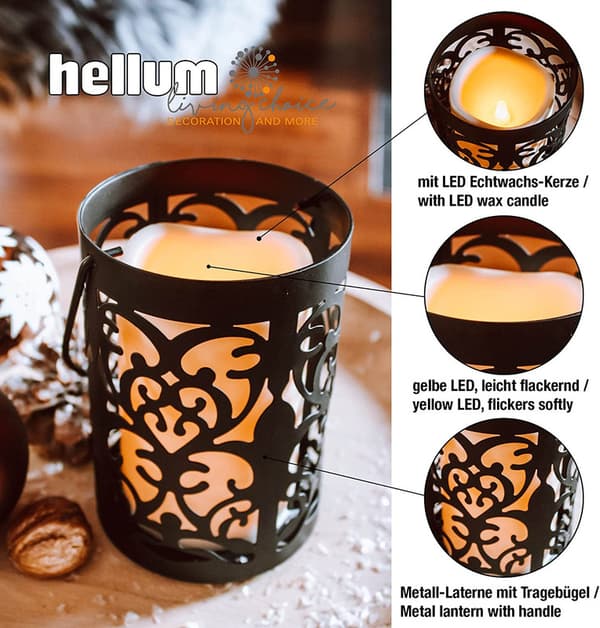 Metalllykta med LED-ljus