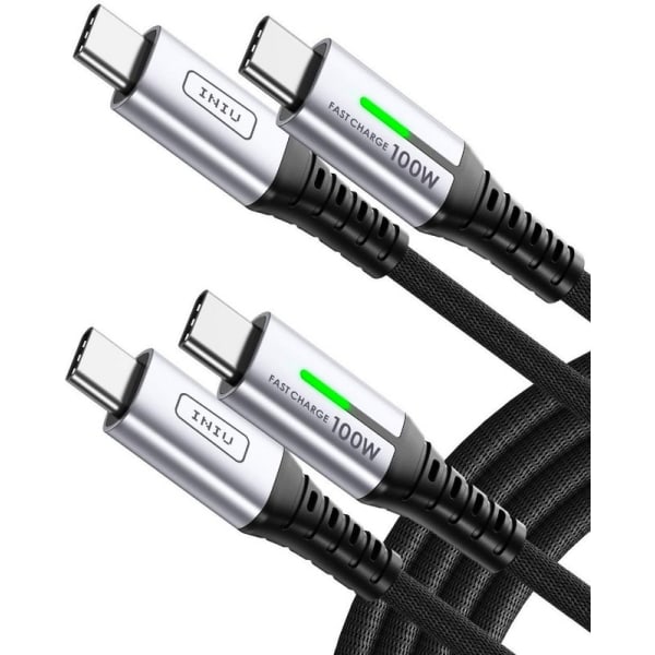 USB C till USB C-kabel, INIU 100W [2-pack 6,6 fot] PD 3,0 QC 4,0 5A snabbladdning