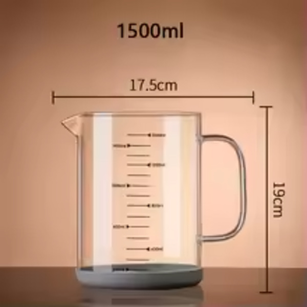 1.5L Glass Measuring Cup With Handle Large Capacity Kitchen Baking Cup