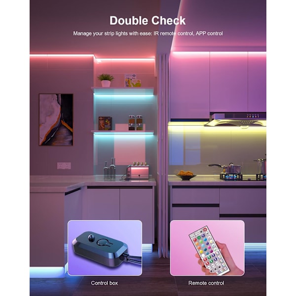 LED Remsa 30m, LED Sovrum, LED Remsa RGB Ljus, Bluetooth Applikationskontroll Synkroniserad