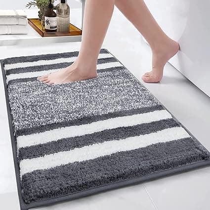 Soft 45x65cm Bath Rugs, Microfiber Fluffy Non-Slip Bath Roons Mat Water Absorbent Washable