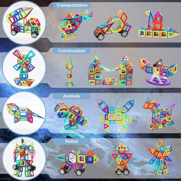 Magnetic Building Blocks 117 PCS Toy/Robot/Animal/Ferris Wheel
