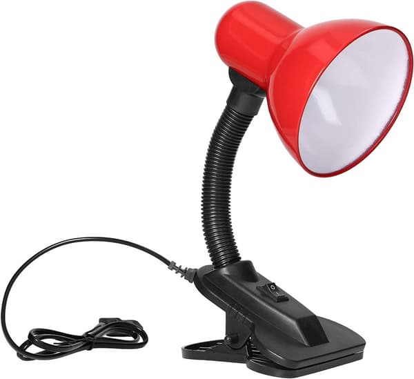 Läsljussäng E27 med klämma 40W stål + plast (röd)