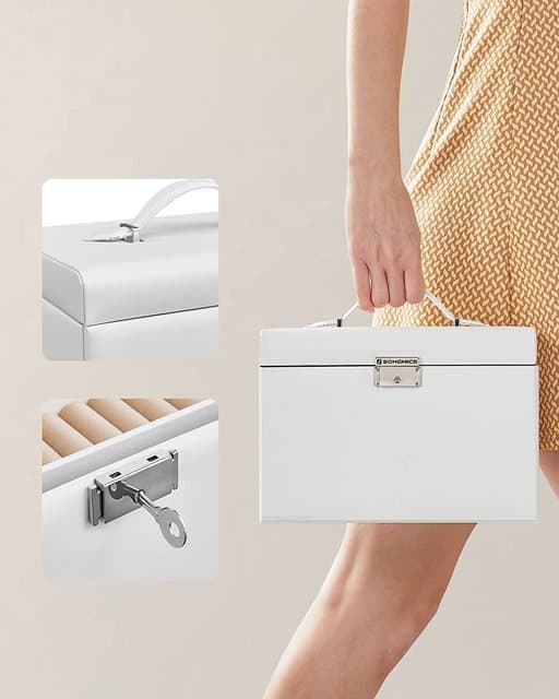 Jewelry Case Jewelry Case Lockable Mirror 4 Hooks JBC121W