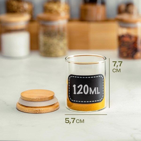 Kryddburkar - 10 st 120 ml - med etiketter för märkning - lufttäta