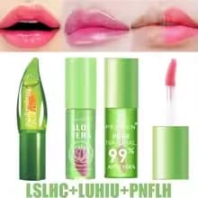 3Pc Mixed Lipgloss Aloe Vera Color-Changing Lipstick Long-Lasting Moisturizing Temperature