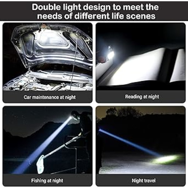 2 Pannlampa, uppladdningsbar LED-Headlamp COB with 5 Light Modes, Headlamp Fishing Running USB Rechargeabl
