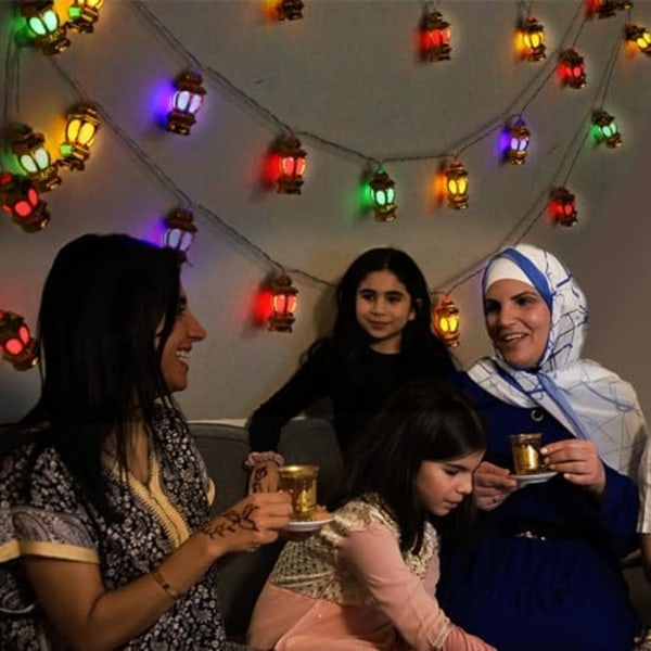 Ramadan String Light, Star and Moon Ramadan Lights for Indoor and Outdoor, Garden, Festival-A