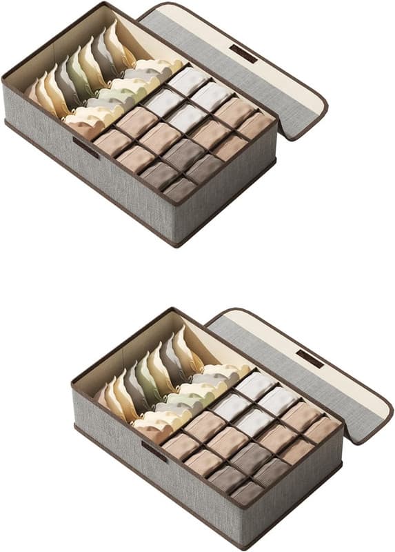 2-pack 17-facks underklädesarrangör hopfällbar med lock för bh