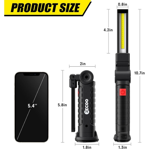 LED Work Light Flashlight Workshop Lamp LED Chip-on-board COB Inspection Lights