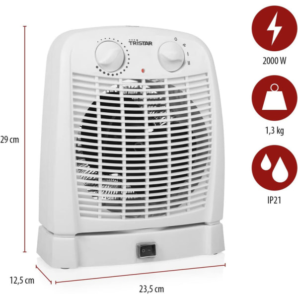Värmare HL 1095 CB, 2 värmenivåer (1000/max. 2000 watt), kylnivå