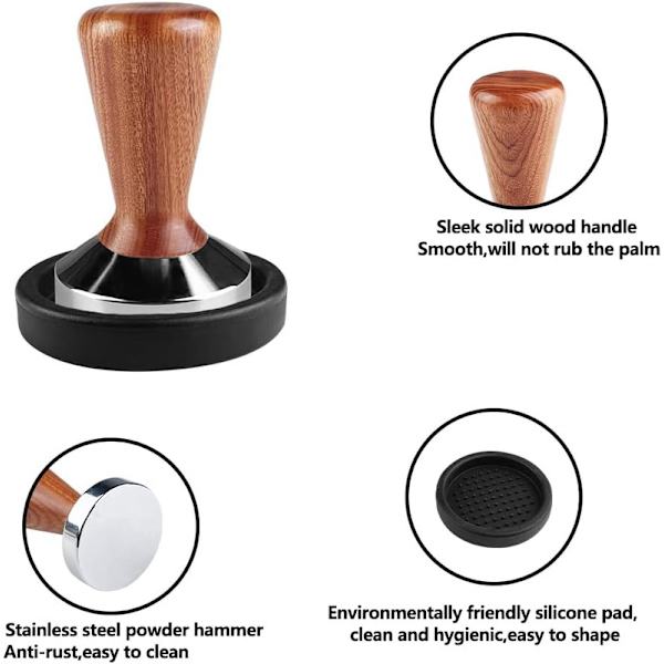 Coffee Tamper, Espresso Stamper, Rostfri Kaffebryggare, 51mm