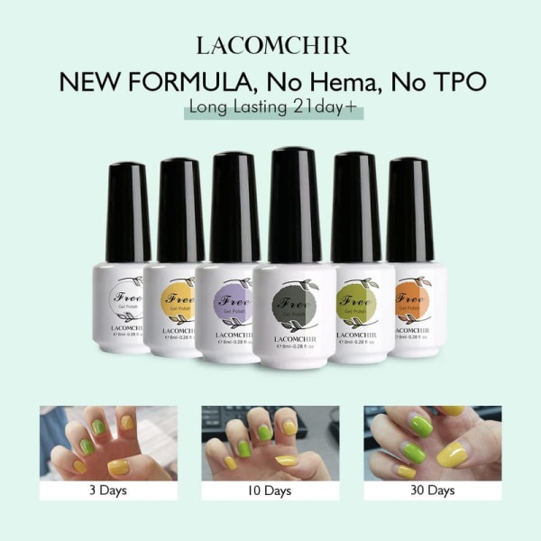 UV Shellac nagellack, set 6 st, 8 ml UV-gelset under UV/LED-ljus, nagellack