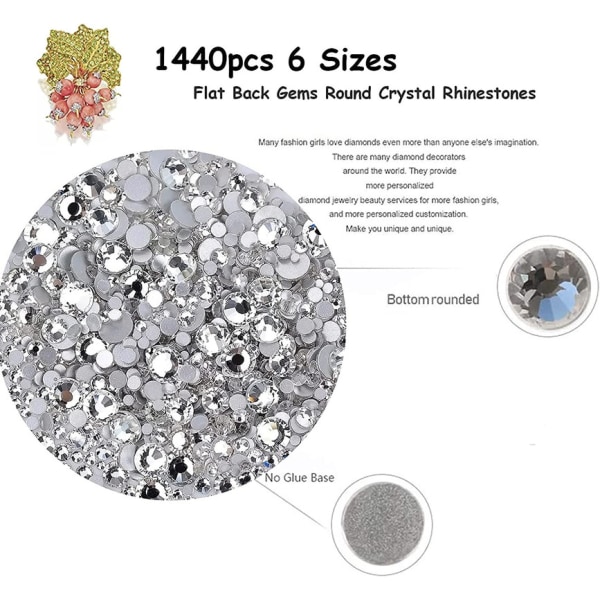 1440 st 6 storlekar kristall strass nageldesign kristall strass