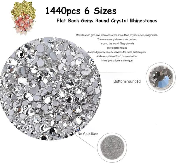 1440 st 6 storlekar kristall strass nageldesign kristall strass