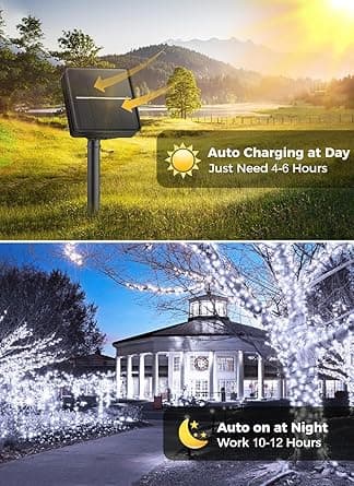 Solar Light String - 20 m 200 LED String, drivs av solenergi, 8 belysningslägen