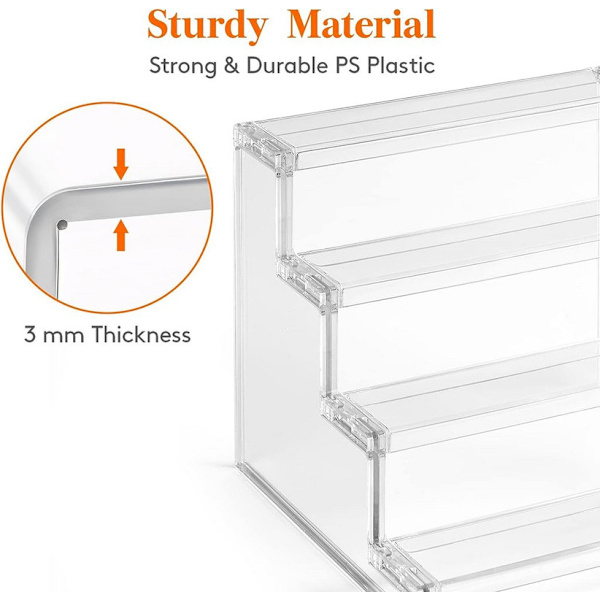 Transparent 4-vånings trappstegsstativ, 1-pack plasttrappa för visning,