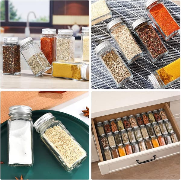 Square Spice Jars, 24 Pieces Spice Jars Set, Spice Container with Lid