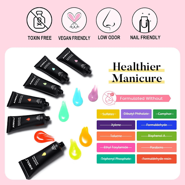UV GEL Nagelkit, 15ml 6 Färger Byggargel Nagel Förlängning Poly Extension Gel Nagelkit 7