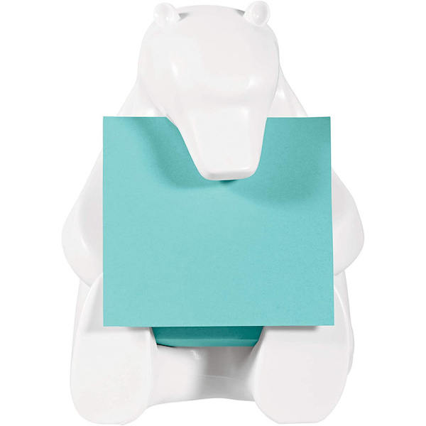 Super Sticky Znotes Dispenser 'Bear', vit, monterad