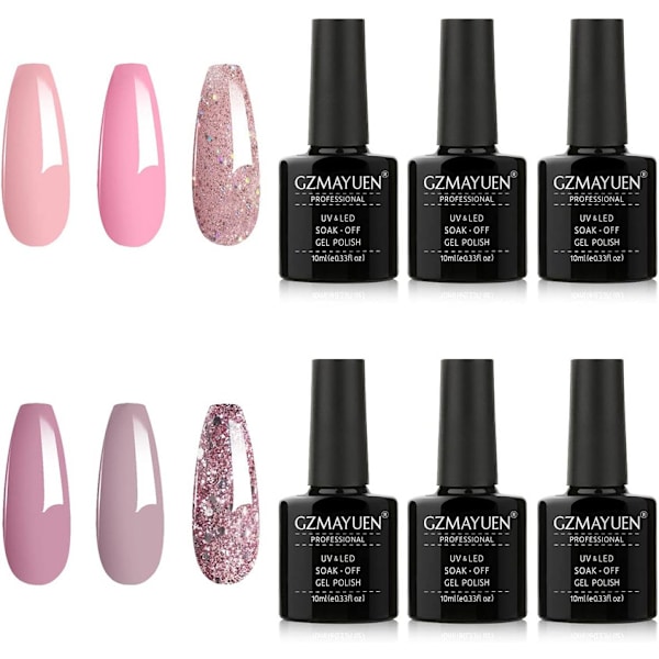 Nude Nail Polish mit Glitzer Nagel Farben Gel Pink Pink UV Shellac Nail Polish Set 10ml