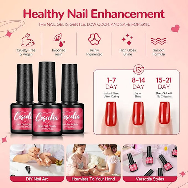 Gel nagellack set med 36 W UV + LED nagellampa 20 st UV-nagellack nagelstudio set nagelset