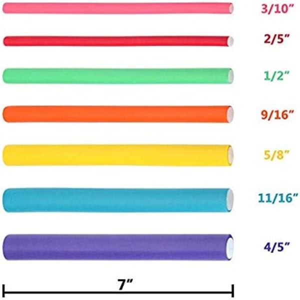 42-pack hårrullar - Twist-Flex Rod Set, Curling Bars, Foam Hair Rollers för kort,