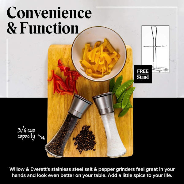 Salt & Peppar Mill Set - Rostfritt stål påfyllningsbara salt & peppar skepp